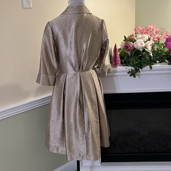 DONNA RICCO Collection Gold Metallic Textured Rhinestone Button Dress NWOT - Picture 9 of 14